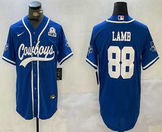 Men%27s Dallas Cowboys #88 CeeDee Lamb Light Blue 1960 Patch Stitched Cool Base Nike Baseball Jersey